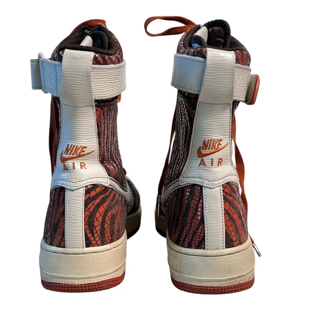 Nike Women’s Air Force 1 High 6” Wedge Sneakers Orange Zebra Print Size 9.5 Rare
